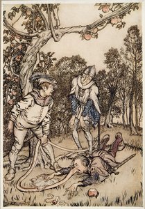 Der Nasenbaum, aus Brüderchen & Schwesterchen und andere Märchen der Brüder Grimm, veröffentlicht 1917 von Arthur Rackham