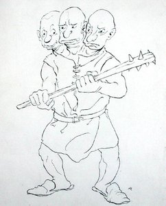 Der dreiköpfige Riese von Arthur Rackham