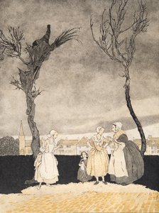 Die Frauen von Sleepy Hollow (Innenseite), aus Die Legende von Sleepy Hollow von Washington Irving (1783 - 1859), veröffentlicht 1928 von Arthur Rackham