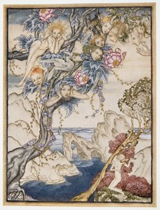 Die Insel ist voller Geräusche, Klänge und süßer Lüfte, die Freude bereiten und nicht schmerzen, Illustration aus William Shakespeares Der Sturm, veröffentlicht 1926