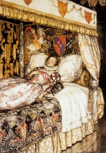 Die schlafende Prinzessin, Illustration von Arthur Rackham für das Märchen von Charles Perrault "Dornröschen" von Arthur Rackham