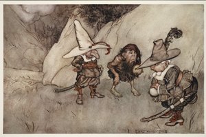 Auch ihre Gesichter waren eigenartig.. aus Rip Van Winkle von Washington Irving, veröffentlicht 1910 von Arthur Rackham
