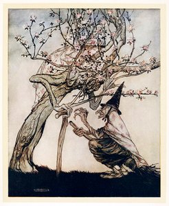 Mein Baum! Oh mein Baum! Hast du mein freches kleines Mädchen gesehen, Englische Märchen, veröffentlicht 1922 von Arthur Rackham