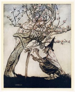 Baum von mir! O Baum von mir! Hast du mein unartiges kleines Mädchen gesehen?, aus Englische Märchen, 1922 von Arthur Rackham