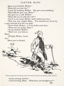 Als er nach Hause kam, hatte er das Seil in der Hand, aber es war nichts daran, aus Die Märchen der Brüder Grimm, veröffentlicht 1909