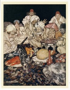 Als Puss die Ratten und Mäuse sah, wartete sie nicht, um es zu erfahren, aus Englische Märchen, 1922