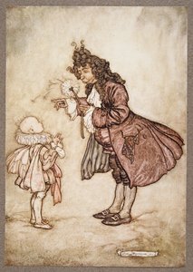 Wenn ihre Majestät die Zeit wissen will, aus Peter Pan in Kensington Gardens von J M Barrie, veröffentlicht 1906 von Arthur Rackham