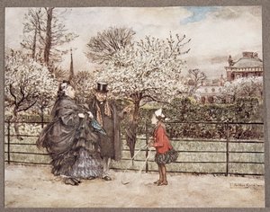 Wenn Sie im Garten auf Erwachsene treffen, die schnaufen und blasen, als ob sie sich größer fühlten, als sie sind (aus Peter Pan in Kensington Gardens von J. M. Barrie) von Arthur Rackham