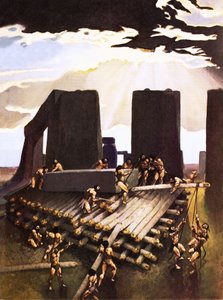 Der Bau von Stonehenge, eine Vorstellung von 1978 von Arthur Ranson