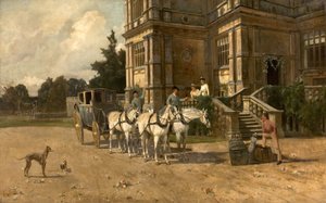 Vorderansicht von Wollaton Hall, Nottingham mit Pferd und Kutsche, ca. 1880-1906 von Arthur Walker Redgate