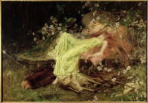 Ein Märchen: "Alles schien zu schlafen, der scheue Hase auf der Lauer" - Scott, ca. 1895 von Arthur Wardle