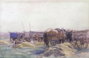 Heuwagen mit Pferd von Arthur Winter Shaw
