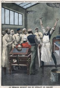Ein Chirurg wurde verrückt, als er einen Patienten in einem Krankenhaus in Razomin, Chita, Russland operierte von Artist Unknown