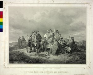 Biwak nach dem Kampf bei Schwechat