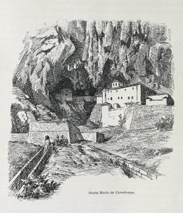 Covadonga. Einsiedelei von Santa Maria. Gravur. SPANIEN. ARAGON. Zaragoza. Allgemeine Militärakademie
