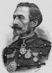Französischer Oberst Charles Ragon de Bange (1833-1914), Erfinder in der Artillerie, Gravur