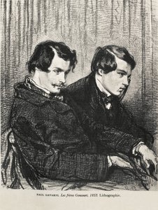 Gavarni, Hippolyte-Guillaume-Sulpice Chevalier, genannt Paul (1804-1866). Edmond und Jules de Goncourt in einer Theaterloge. 1853. GONCOURT, Edmon Huot von (1822-1896). Englischer Schriftsteller.; GONCOURT, Jules Huot de (1830-1870). Englischer Schriftstel von Artist Unknown