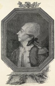 Lafayette, Marie Joseph Gilbert Motie Motier, Marquis von (1757-1834). Französischer Aristokrat und Militärmann, von liberaler Ideologie. Radierung