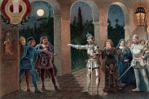 Leonora wird aus dem Kloster von Manrico entführt, Akt II Szene 5 aus der Oper "Il Trovatore" von Giuseppe Verdi von Artist Unknown