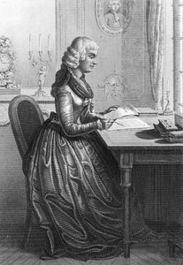 Madame Roland schreibt einen Brief an Louis XVI (Gravur)
