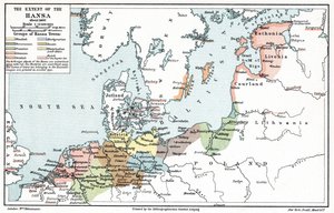 Karte des Ausmaßes der Hanse um 1400