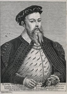 Moritz von Sachsen (1521-1553). Herzog (1541-47) und später Kurfürst (1547-53) von Sachsen. Protestant seit 1539. Porträt nach einem Gemälde von Lucas Cranach. (Stich) von Artist Unknown