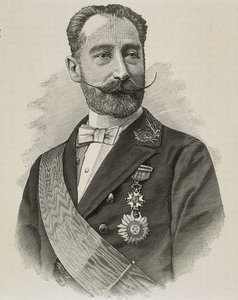 Amos Salvador Rodrigáñez (1845-1922). Spanischer Politiker und Ingenieur. Gravur