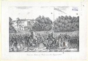 Szene im Prater (in Wien) am 23. August 1848 von Artist Unknown