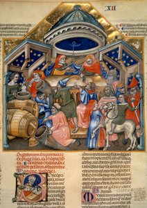 Szenen aus dem Einkaufsleben in Bologna. Miniatur