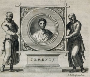 Publius Terentius Afer (190-154 v. Chr.). Dramatiker während der Römischen Republik. Gravur. 1736. Gravur