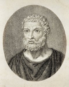 Thales von Milet (6. Jahrhundert v. Chr.). Porträt von Thales von Milet. Stich.