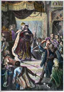 Die Kaiserin Marie-Therese von Österreich empfängt während ihres Besuchs im Parlament von Bratislava den Treueeid der ungarischen Adligen von Artist Unknown