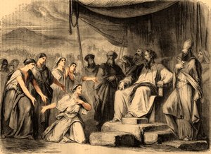 Die Töchter von Zelophehad vor Moses (Druck)