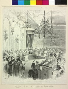 Die Eröffnung des ungarischen Landtags in Buda am 6. April 1861 durch Graf Georg Apponyi