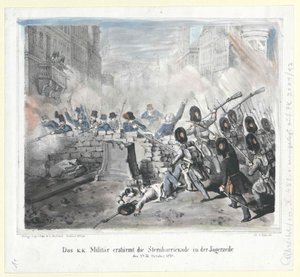 Das k. k. Militär stürmt die Sternbarrikade in der Jägerzeile am 28. Oktober 1848 von Artist Unknown