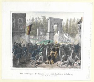 Das Eindringen der Kroaten an der Sofienbrücke in Erdberg am 28. Oktober 1848 von Artist Unknown