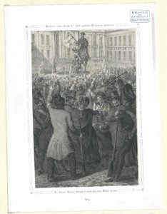 Die Statue von Kaiser Joseph II mit einer kostbaren Fahne