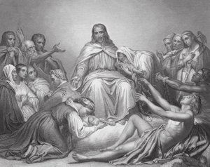 Christus der Tröster, Lukas, Kap IV, V 16, 21 (Gravur) von Ary (after) Scheffer