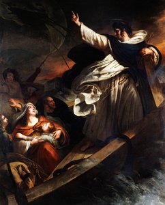 Der heilige Thomas von Aquin predigt Vertrauen in Gott während des Sturms