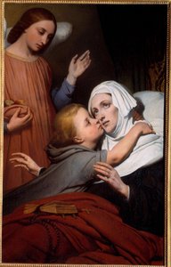 Das wohltätige Kind. Ein junges Kind gibt einer kranken Frau einen Kuss. Gemälde von Ary Scheffer (1795-1858) 1840 Nantes, Musée des Beaux Arts