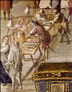 Platz des Gerichts der Vicaria in Neapel zur Zeit der Revolution von Masaniello