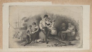 Banknotenvignette mit Figuren verschiedenen Alters, die Lebensphasen darstellen