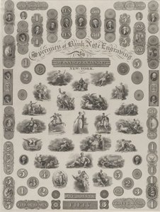 Musterblatt der Banknotengravur, ca. 1828