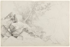 Studie von Felsen mit Bäumen, Hague, Lake George, New York, 1862