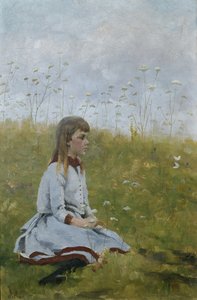 Mädchen auf einer Blumenwiese, ca. 1885 von Asta Nørregaard