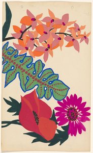 Entwurf für Stickerei von Blättern und Blumen von Atelier Martine