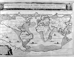 Geografische Karte der Welt nach der Sintflut, 1675