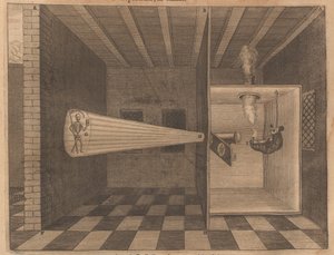 Zauberlaterne zeigt den Tod aus Ars Magna Lucis, 1671 von Athanasius Kircher