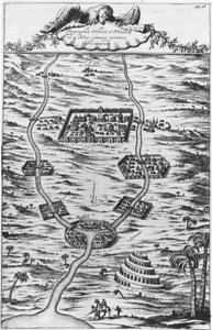 Mesopotamien, der Tigris und Euphrat - in „Tirris Babel“, von Athanasie Kirecheri S.J., Amsterdam von Athanasius Kircher