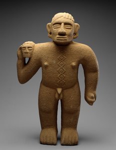 Stehender Krieger mit Trophäenkopf, Costa Rica, Späte Periode V - Frühe Periode VI, 700-1000 von Atlantic Watershed Culture Atlantic Watershed Culture